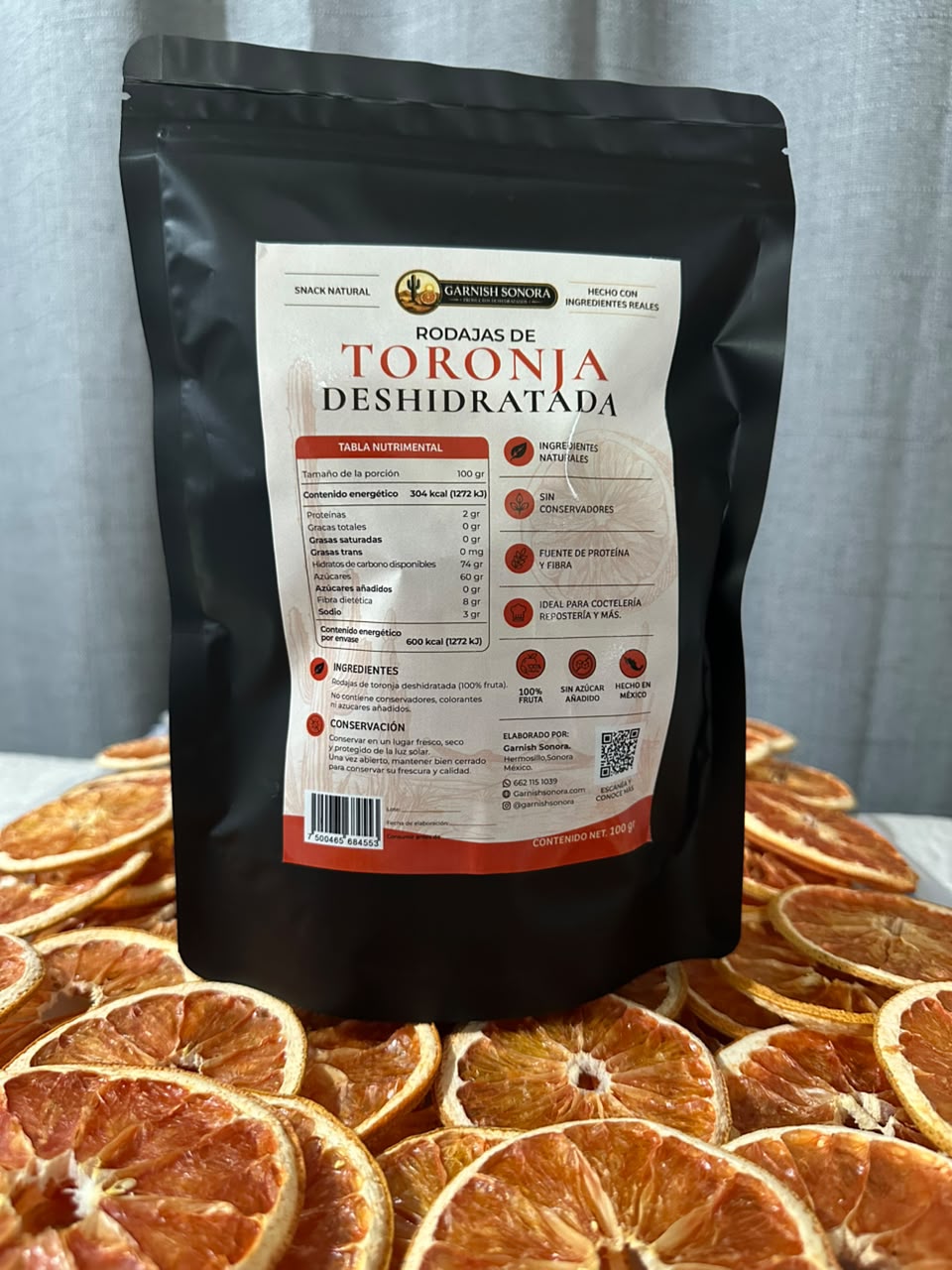 🍊 Toronja Deshidratada | 100 g | Garnish para Bebidas y Repostería | Garnish Sonora (Copia)