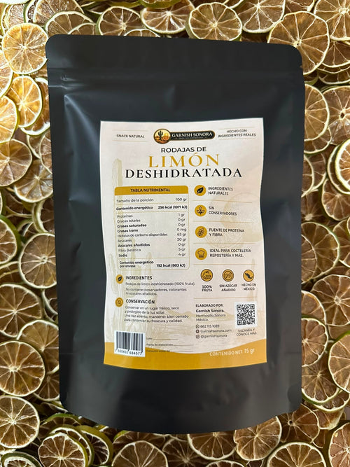 🍋 Limón Persa Deshidratado | 75 g | Garnish para Bebidas y Repostería | Garnish Sonora